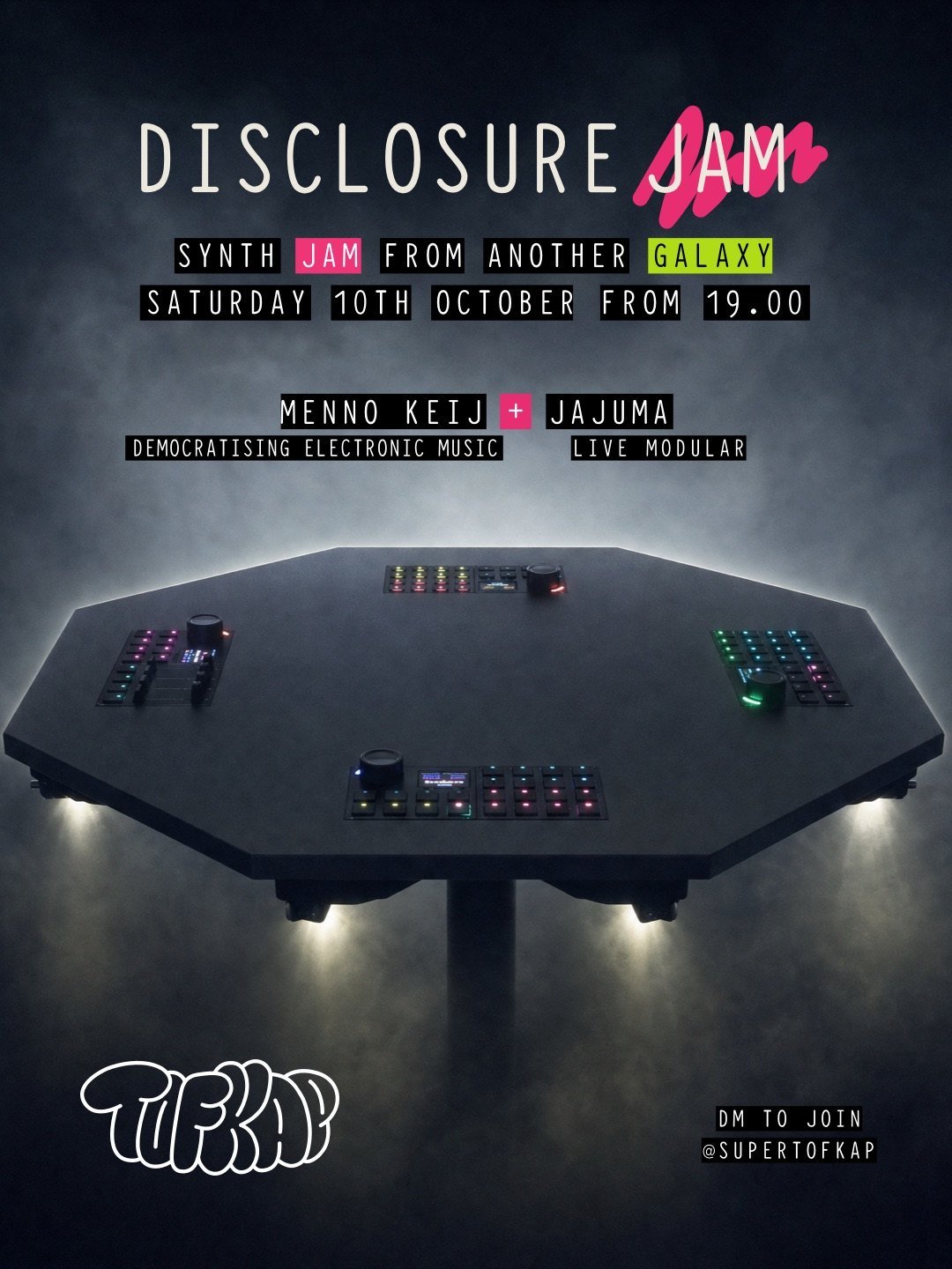 Disclosure Jam poster · synth jam from another galaxy · TOFKAP Rotterdam, 10 October