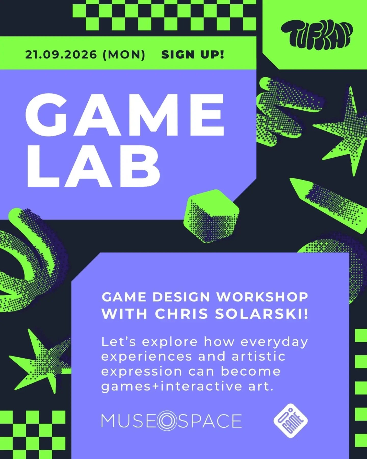 Game Lab poster · game design workshop with Chris Solarski · TOFKAP Rotterdam, 21 September