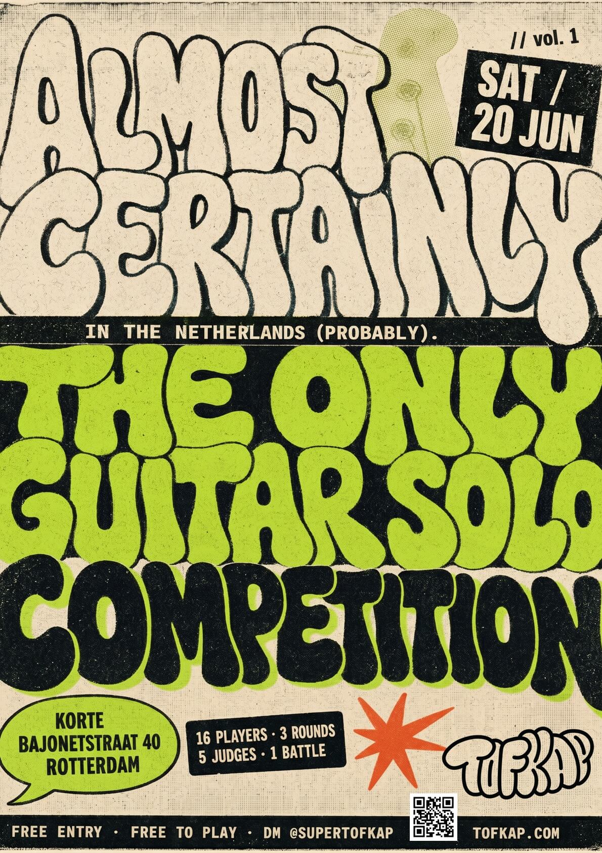Almost certainly the only guitar solo competition in the Netherlands · 20 June poster